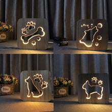 Load image into Gallery viewer, Wooden Dog Paw Cat Animal Night Light Year Gift