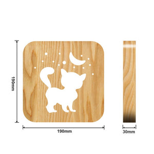 Wooden Dog Paw Cat Animal Night Light Year Gift