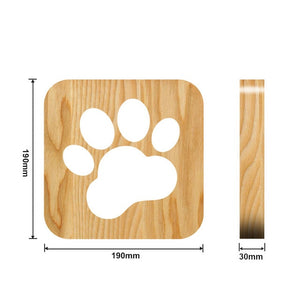 Wooden Dog Paw Cat Animal Night Light Year Gift