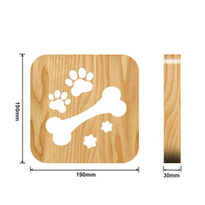 Wooden Dog Paw Cat Animal Night Light Year Gift