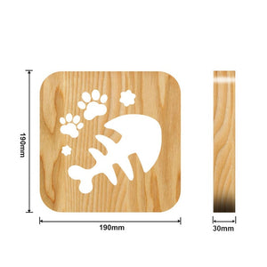 Wooden Dog Paw Cat Animal Night Light Year Gift