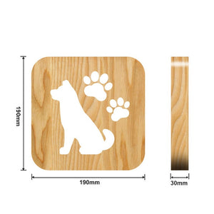 Wooden Dog Paw Cat Animal Night Light Year Gift