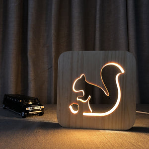 Wooden Dog Paw Cat Animal Night Light Year Gift