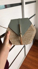 Load image into Gallery viewer, Hexagon Mulit Style Straw+leather Handbag